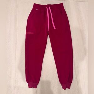 FIGS Dark Magenta Zamora High Waisted  Petite Jogger Scrub - Used